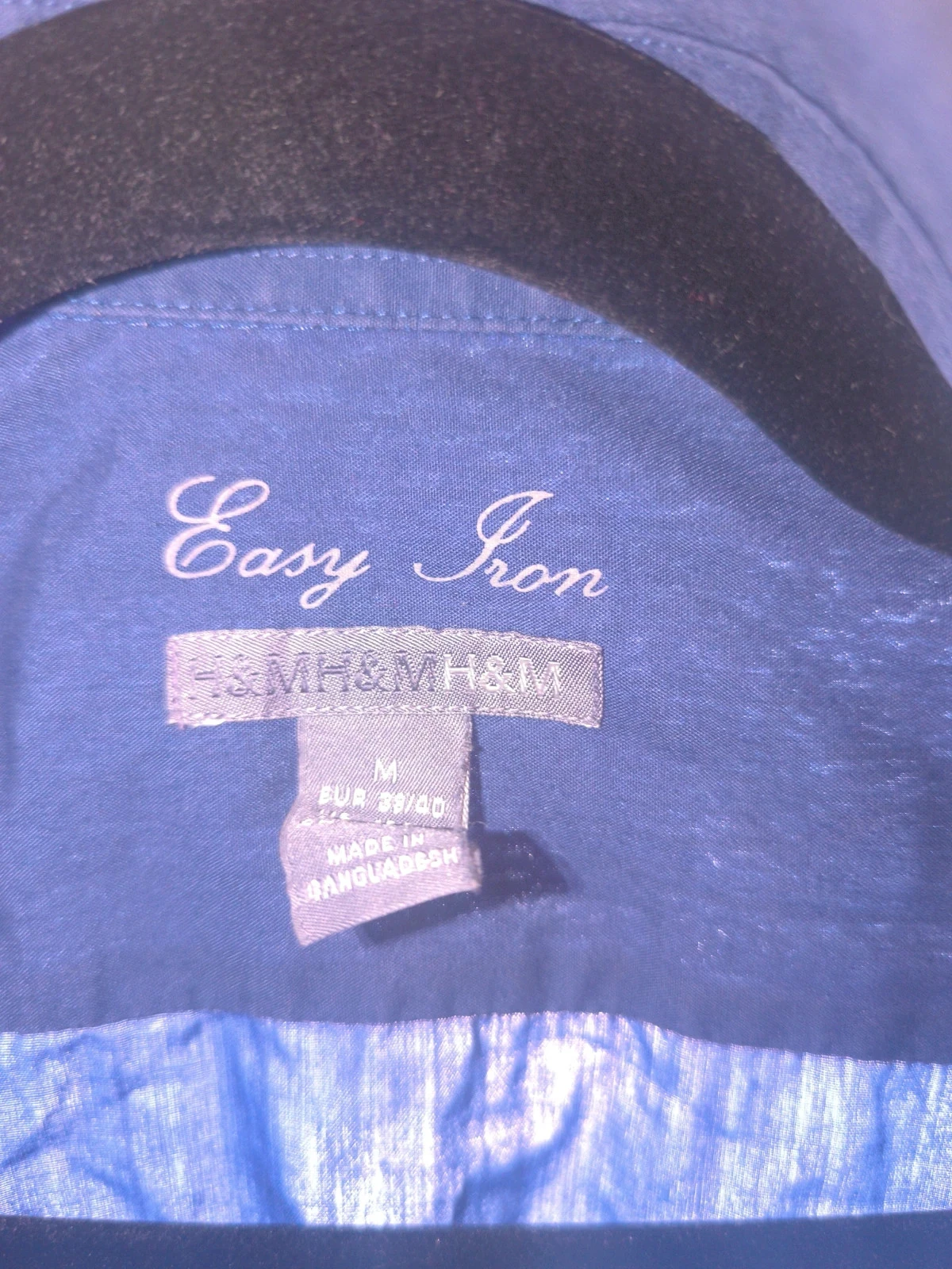 Long sleeve blue H&M Easy Iron shirt cotton T38/40 M – photo 2